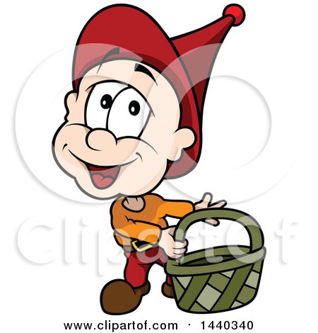 Clipart of a Cartoon Sprite Carrying a Basket - Royalty Free Vector Illustration by dero
