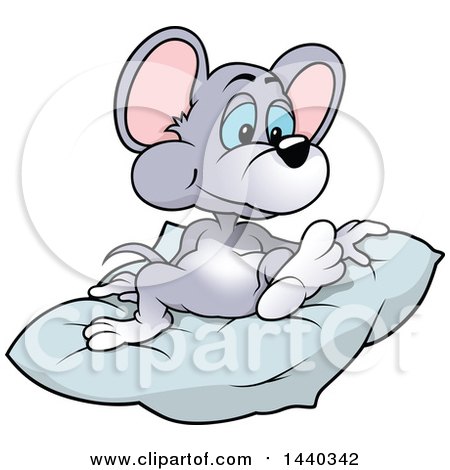 Clipart of a Cartoon Mouse on a Blanket - Royalty Free Vector Illustration by dero