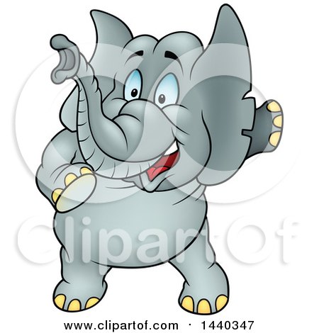 Clipart of a Cartoon Elephant Pointing - Royalty Free Vector Illustration by dero