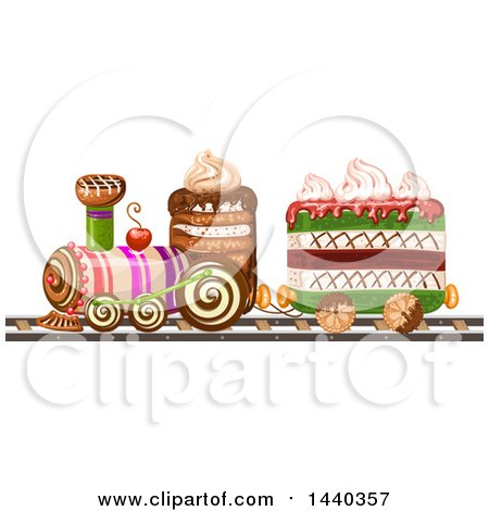 Clipart of a Layered Cake Train - Royalty Free Vector Illustration by merlinul