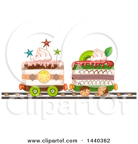 Clipart of a Layered Cake Train - Royalty Free Vector Illustration by merlinul