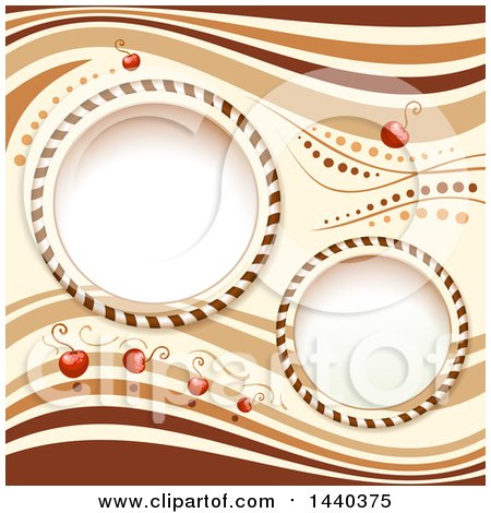 Clipart of a Background with Candy Frames and Cherries - Royalty Free Vector Illustration by merlinul