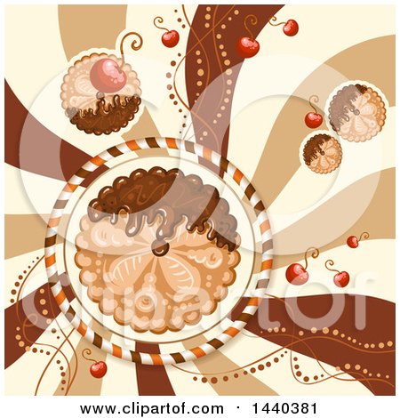 Clipart of a Swirl and Pie Background - Royalty Free Vector Illustration by merlinul