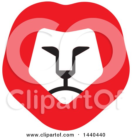 Clipart of a Red, Black and White Male Lion Face - Royalty Free Vector Illustration by ColorMagic