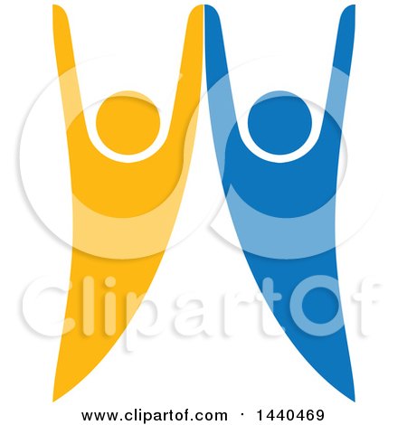Clipart of a Blue and Orange Couple Dancing - Royalty Free Vector Illustration by ColorMagic