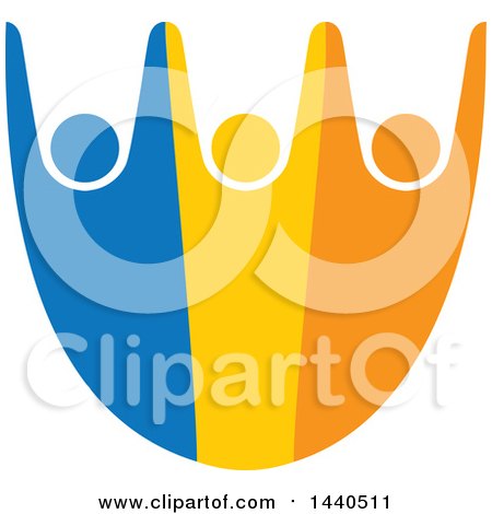 Clipart of a Group of Colorful People Dancing or Cheering - Royalty Free Vector Illustration by ColorMagic