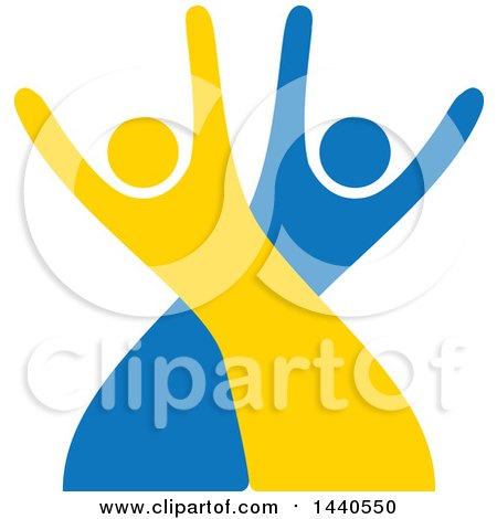 Clipart of a Blue and Yellow Couple Dancing - Royalty Free Vector Illustration by ColorMagic