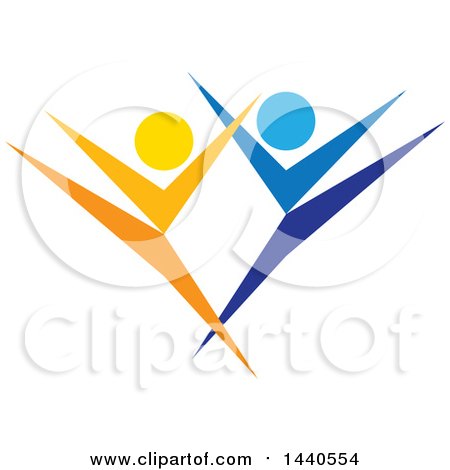 Clipart of a Blue and Orange Couple Dancing - Royalty Free Vector Illustration by ColorMagic