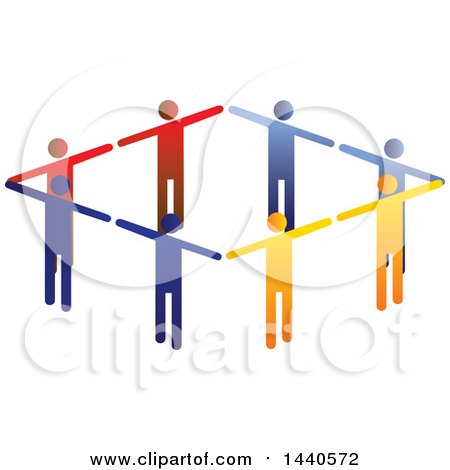 Clipart of a Teamwork Unity Diamond of Colorful People - Royalty Free Vector Illustration by ColorMagic