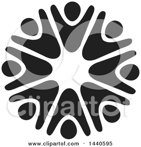 Clipart of a Teamwork Unity Circle of People Dancing or Cheering - Royalty Free Vector Illustration by ColorMagic
