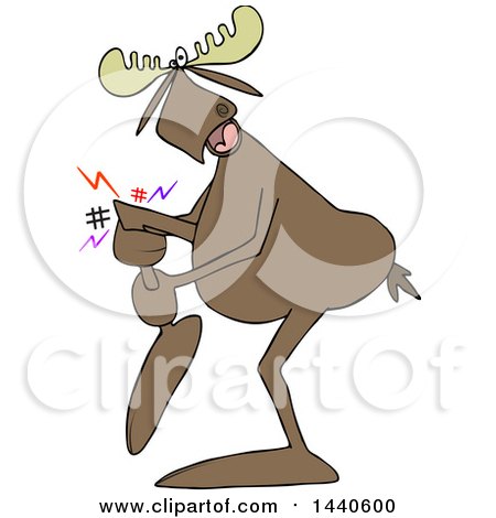 Clipart of a Cartoon Moose Grabbing His Hurt Leg - Royalty Free Vector Illustration by djart
