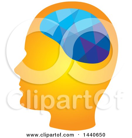 Clipart of a Profiled Head with a Geometric Brain - Royalty Free Vector Illustration by ColorMagic