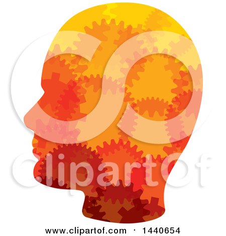 Clipart of a Profiled Head with Gears - Royalty Free Vector Illustration by ColorMagic