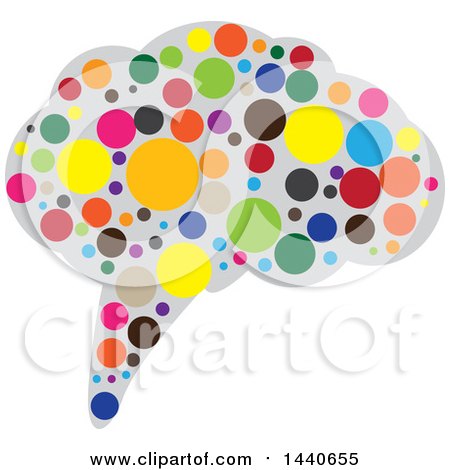Clipart of a Brain with Colorful Dots - Royalty Free Vector Illustration by ColorMagic