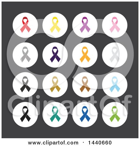 Clipart of Awareness Ribbon Icons on Gray - Royalty Free Vector Illustration by ColorMagic