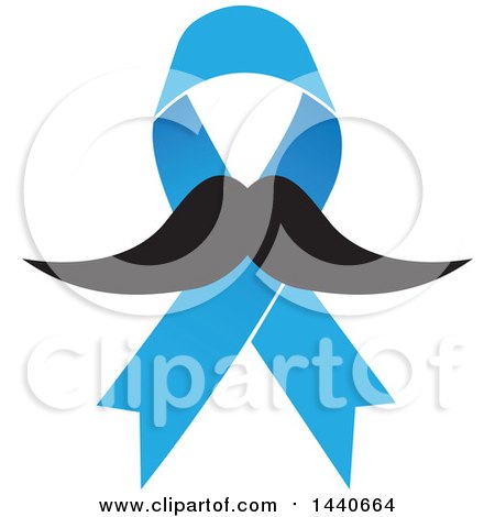 Clipart of a Blue Prostate Cancer Awareness Ribbon with a Mustache - Royalty Free Vector Illustration by ColorMagic