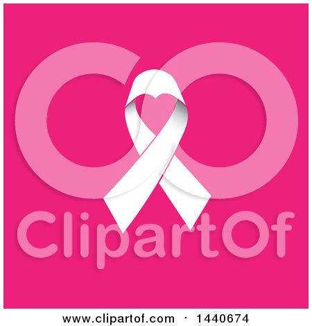 Clipart of a White Awareness Ribbon with a Heart on Pink - Royalty Free Vector Illustration by ColorMagic