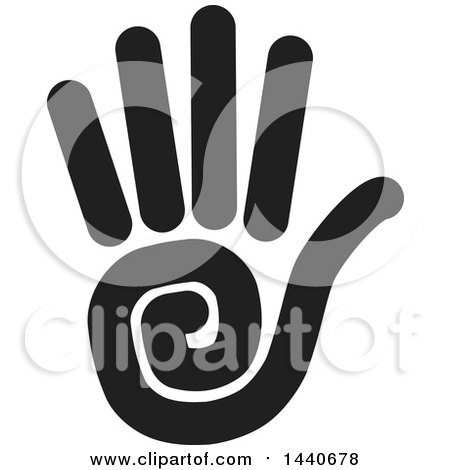 Clipart of a Black and White Hand Holding Five Fingers - Royalty Free Vector Illustration by ColorMagic