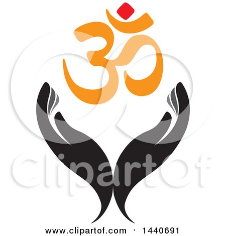 Clipart of a Pair of Hands with an Om Symbol - Royalty Free Vector Illustration by ColorMagic