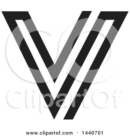 Clipart of a Black and White Letter V Design - Royalty Free Vector Illustration by ColorMagic