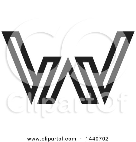 Clipart of a Black and White Letter W Design - Royalty Free Vector Illustration by ColorMagic