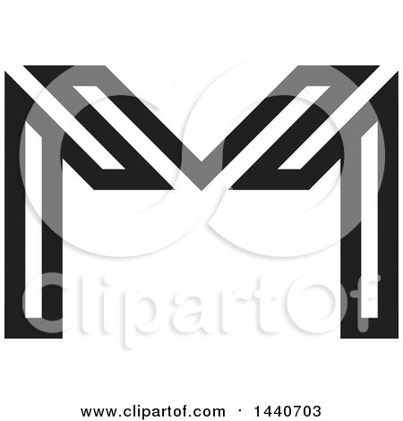 Clipart of a Black and White Letter M Design - Royalty Free Vector Illustration by ColorMagic