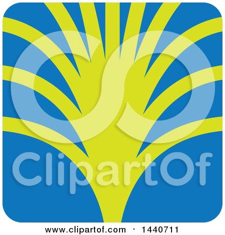 Clipart of a Green and Blue Palm Branch Icon - Royalty Free Vector Illustration by ColorMagic