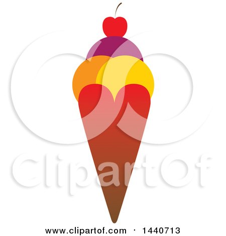 Clipart of a Waffle Cone Topped with a Cherry - Royalty Free Vector Illustration by ColorMagic