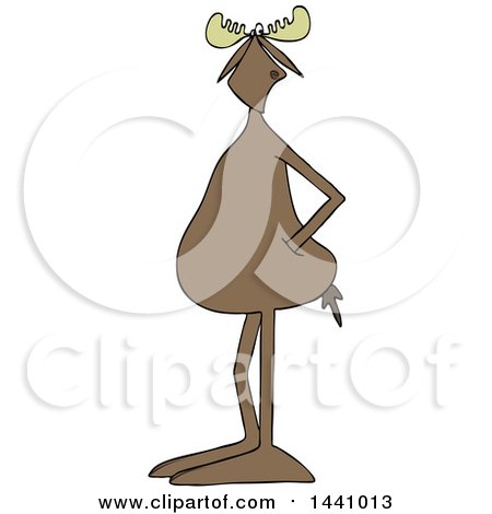 Clipart of a Cartoon Moose Standing with His Hands in His Pockets - Royalty Free Vector Illustration by djart