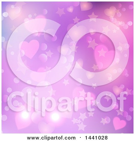 Clipart of a Flare, Star and Heart Valentine Background - Royalty Free Vector Illustration by KJ Pargeter