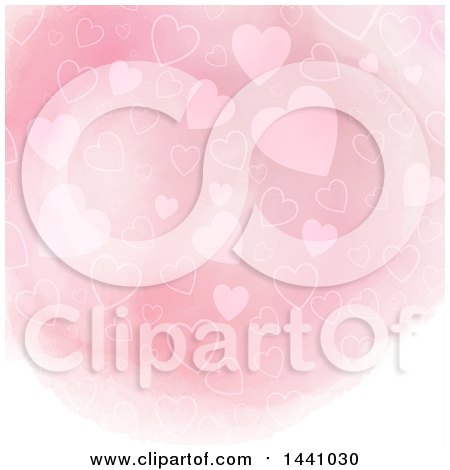Clipart of a Pink Watercolor Heart Background - Royalty Free Vector Illustration by KJ Pargeter
