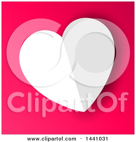 Clipart of a Folded White Paper Heart Valentine on Pink - Royalty Free Vector Illustration by KJ Pargeter