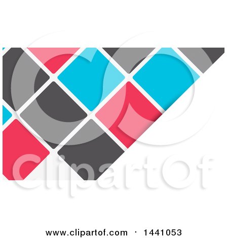 Clipart of a White, Blue, Gray and Pink Tile Business Card Design with Text Space - Royalty Free Vector Illustration by KJ Pargeter