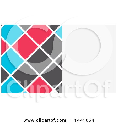 Clipart of a White, Blue, Gray and Pink Tile Business Card Design with Text Space - Royalty Free Vector Illustration by KJ Pargeter