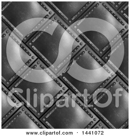 Clipart of a Diagonal Metal Plate Background - Royalty Free Illustration by KJ Pargeter