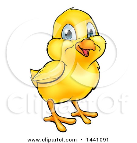 Clipart of a Cute Happy Yellow Cartoon Easter Chick - Royalty Free Vector Illustration by AtStockIllustration