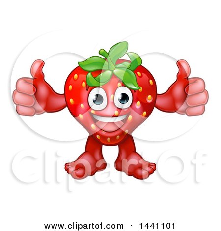 Clipart of a Happy Strawberry Mascot Giving Two Thumbs up - Royalty Free Vector Illustration by AtStockIllustration