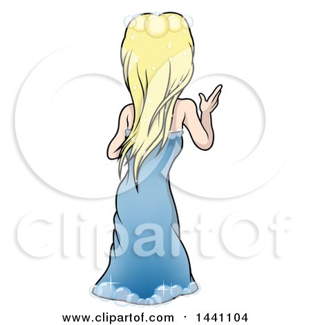 Clipart of a Cartoon Rear View of a Blond Bubble Fairy - Royalty Free Vector Illustration by dero
