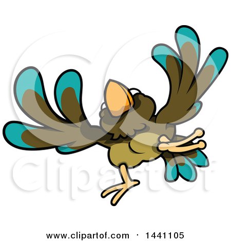 Clipart of a Cartoon Bird Flying - Royalty Free Vector Illustration by dero