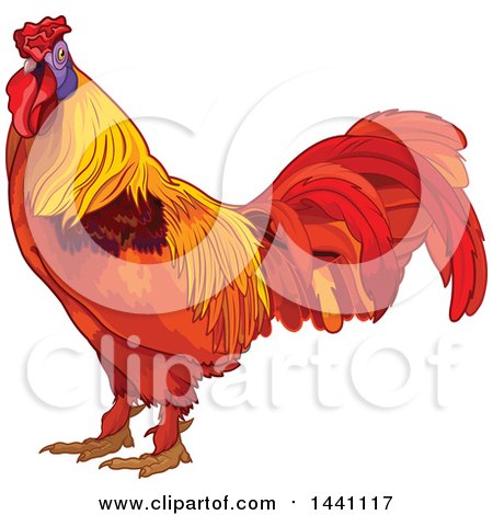 Clipart of a Colorful Rooster - Royalty Free Vector Illustration by Pushkin