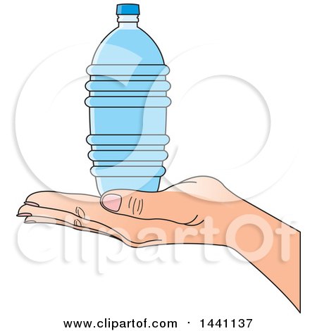 Clipart of a Hand Holding Bottled Water - Royalty Free Vector Illustration by Lal Perera