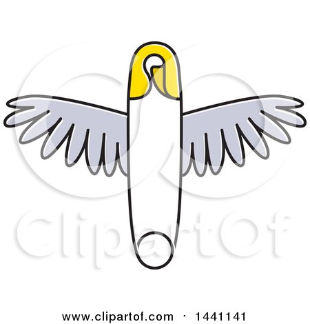Clipart of a Winged Safety Pin - Royalty Free Vector Illustration by Lal Perera