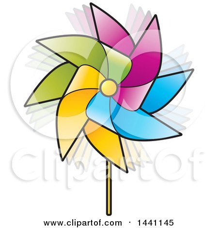 Clipart of a Colorful Spinning Pinwheel - Royalty Free Vector Illustration by Lal Perera