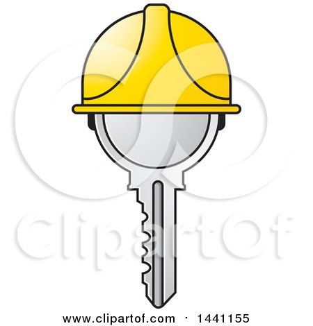 Clipart of a Hardhat Helmet on a Key - Royalty Free Vector Illustration by Lal Perera