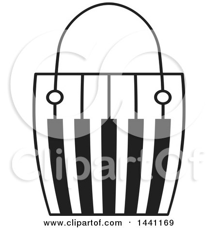 Clipart of a Black and White Piano Keyboard Shopping Bag - Royalty Free Vector Illustration by Lal Perera