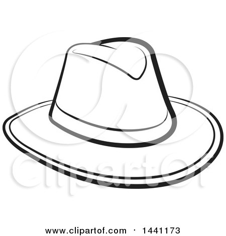 Clipart of a Black and White Cowboy Hat - Royalty Free Vector Illustration by Lal Perera