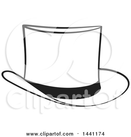 Clipart of a Black and White Top Hat - Royalty Free Vector Illustration by Lal Perera