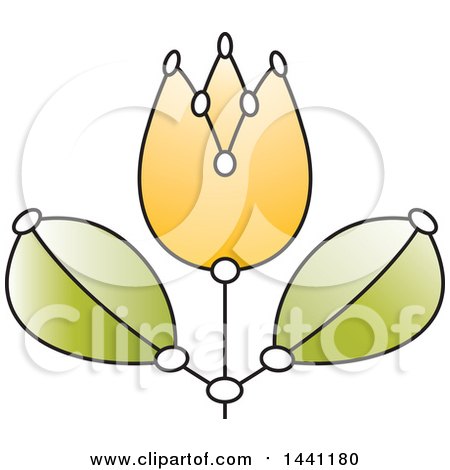 Clipart of a Yellow Segmented Dot Flower - Royalty Free Vector Illustration by Lal Perera