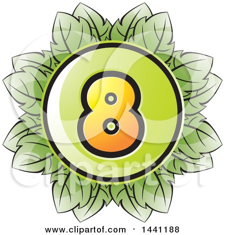 Clipart of a Green Leaf Number 8 Icon - Royalty Free Vector Illustration by Lal Perera