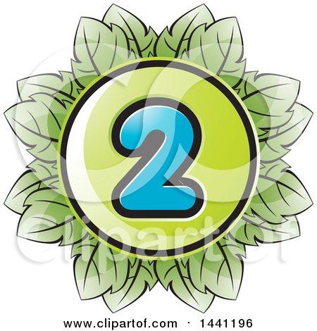 Clipart of a Green Leaf Number 2 Icon - Royalty Free Vector Illustration by Lal Perera